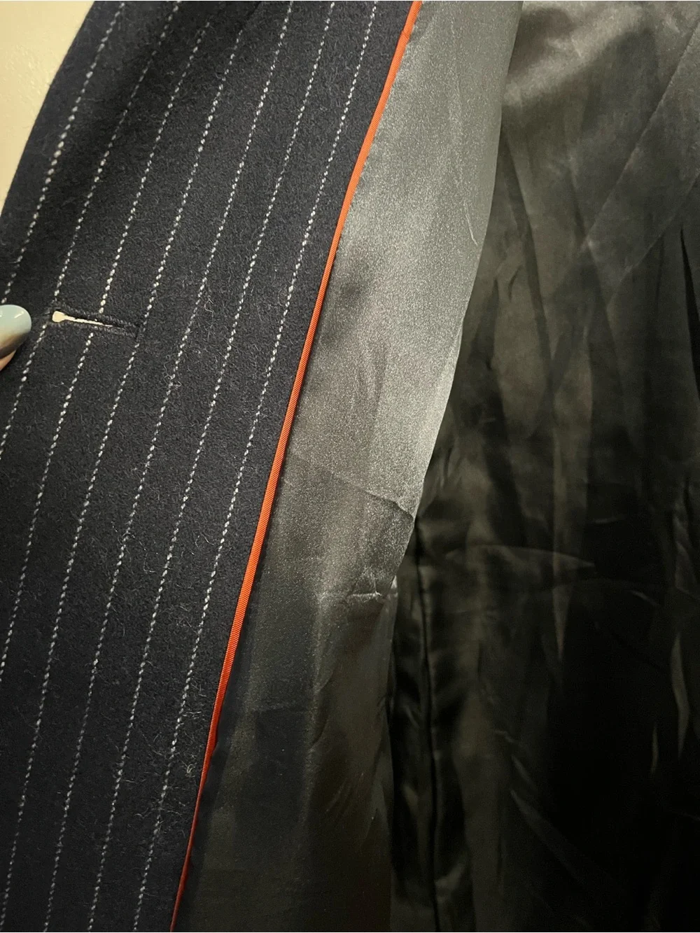 J.Crew Women's Navy Blue Melton Wool Pinstripe Coat / Jacket / Blazer